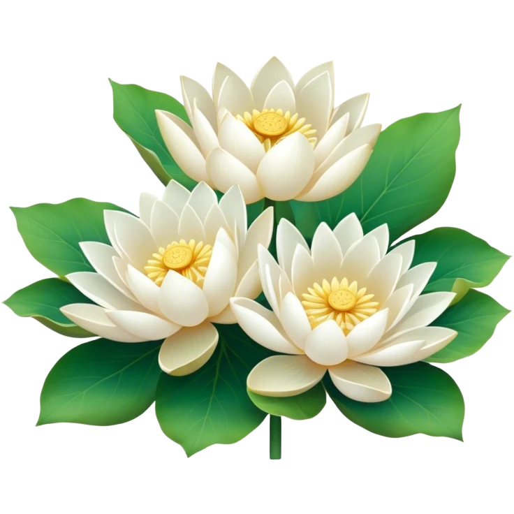 bouquet white Nymphaea lotus,stem, lotus leaf emoji