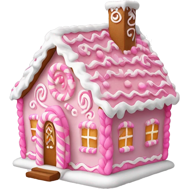 Pink and white gingerbread house emoji
