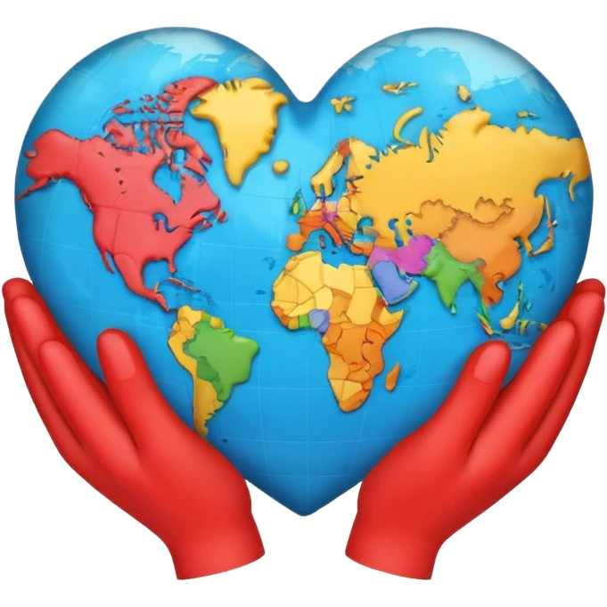heart with continents held by hands iOS style emoji emoji