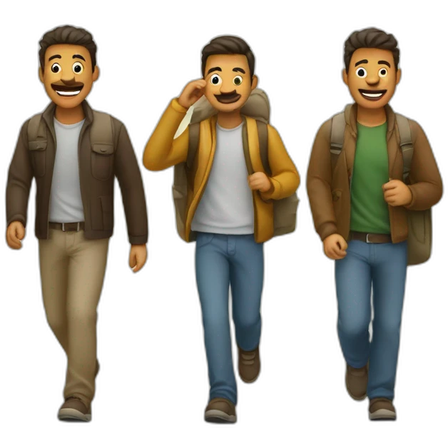 Senderistas hombres caminando por un camino emoji