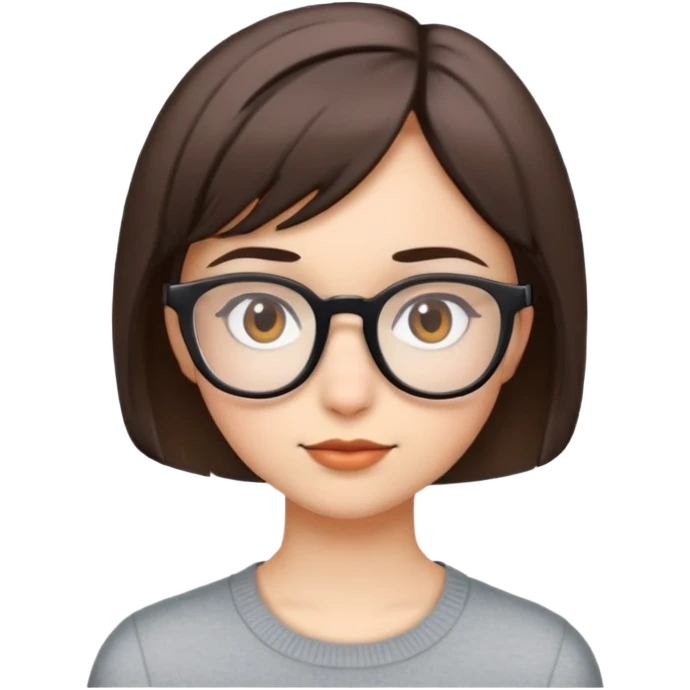 Chica con pelo corto, blanc, de lentes y ojos cafés emoji