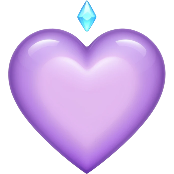 A light purple heart emoji that has the same shape as a normal heart emoji and light reflecting is from the tip of the heart and in straight shape emoji