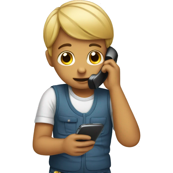 A child very busy on phone  emoji