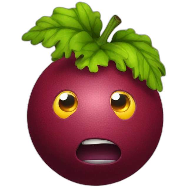 3d sphere with a cartoon calm beetroots Horse skin texture with stupid eyes emoji