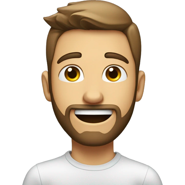 young man face with beard  hearing and approving what he hears, sound wave are entering his ears and he's response is pure happiness  emoji