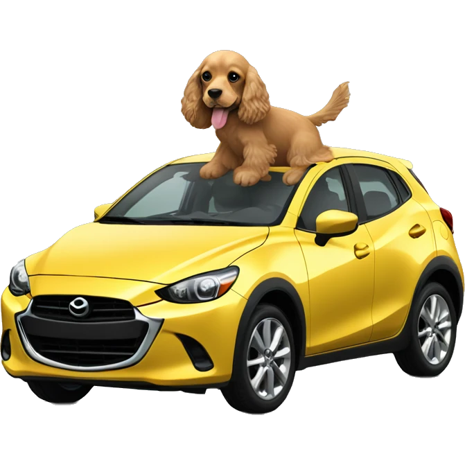 Light Cocker Spaniel driving a Black Mazda 2 emoji