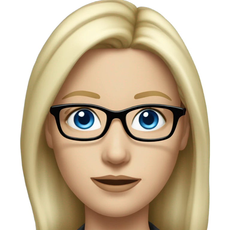 Pretty Caucasian blonde woman with glasses in a suit working, hyper realistic with blue eyes  emoji