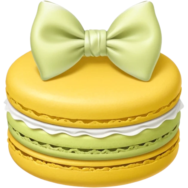 sage yellow macaron with white bow emoji