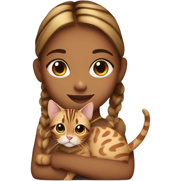 Girl with bengal cat emoji