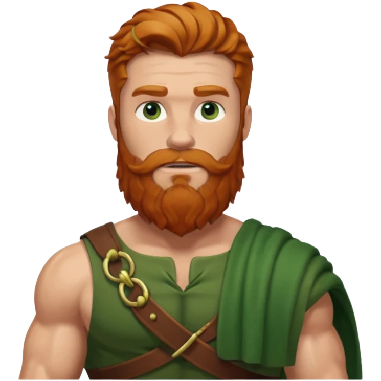 Hercules, Hero God from Rome Mythology with long ginger hair and beard, green and brown outfit emoji