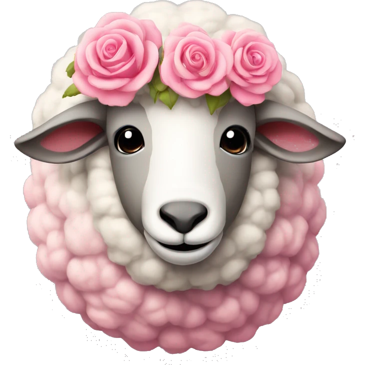 Sheep with pink roses for wool emoji