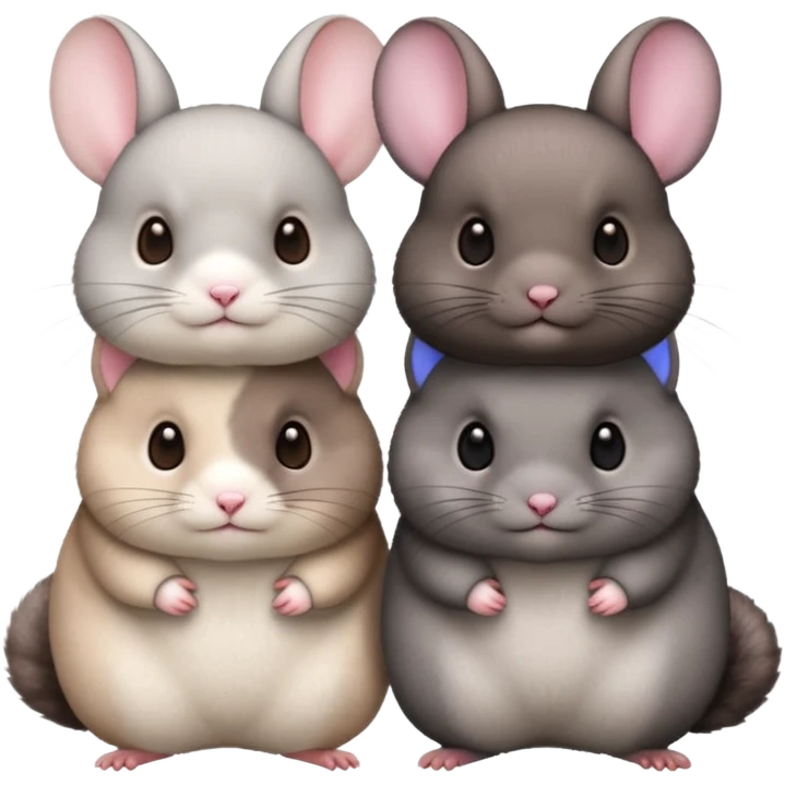 white and pink chinchilla, brown velvet, black chinchilla, show all 3 in the photo emoji