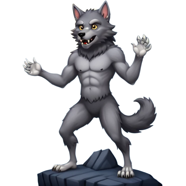 A werewolf on a cloudy night with a full moon emoji