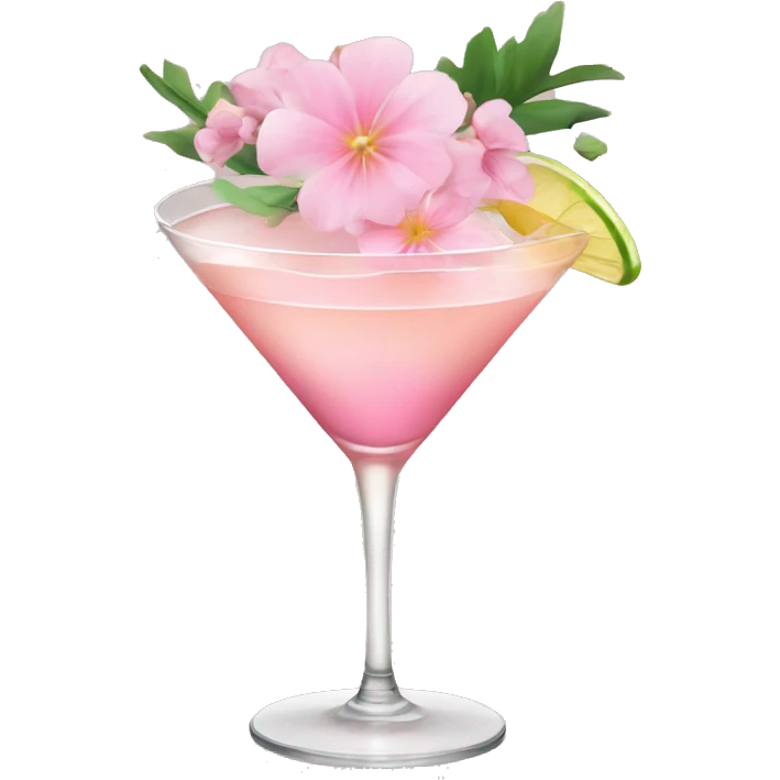 Cocktail with light pink flowers emoji