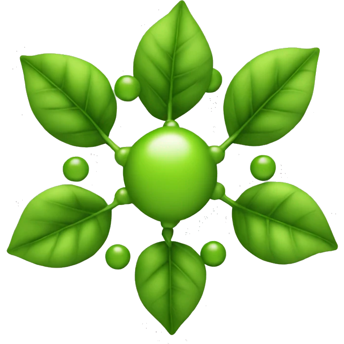 Molecule made of leaves and atoms emoji
