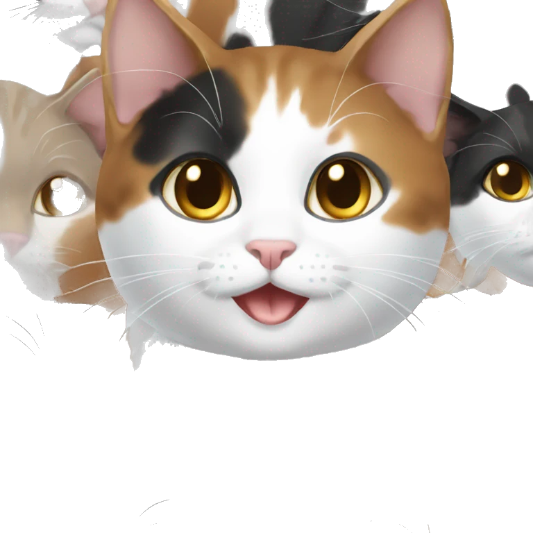 White brown and black female cat emoji