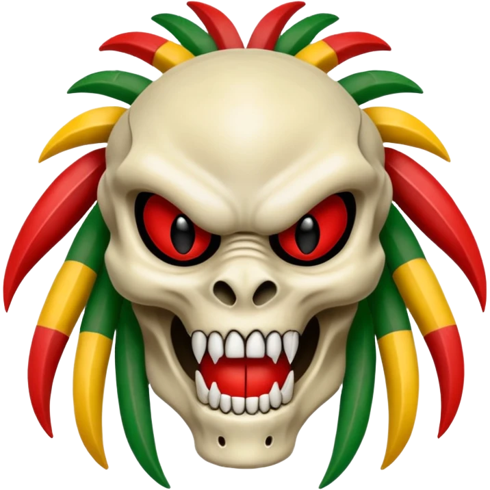 smiling bone predator from movie predator with rasta emoji