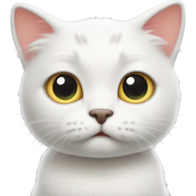 a white cute little cat with whiny eyes  emoji
