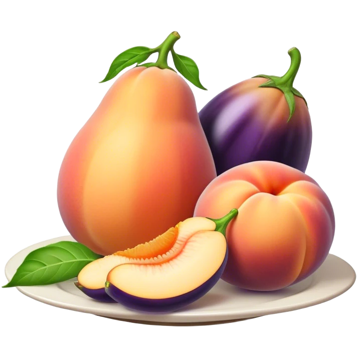 Peaches and eggplants emoji