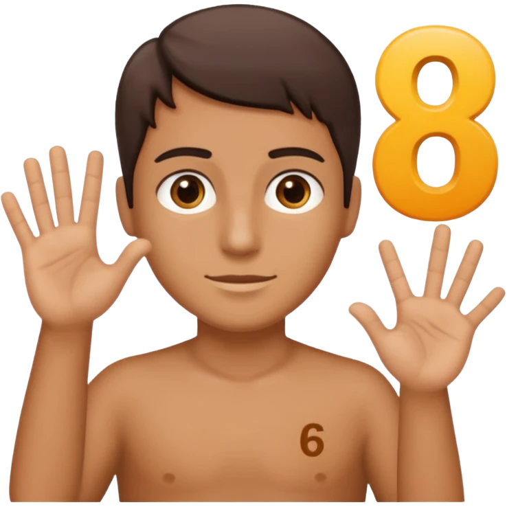 🤷🏻‍♂️ number 6 in left hand and number 7 in the right hand emoji