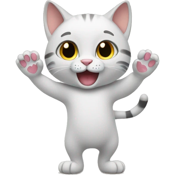 cat says bye and waves with paws emoji