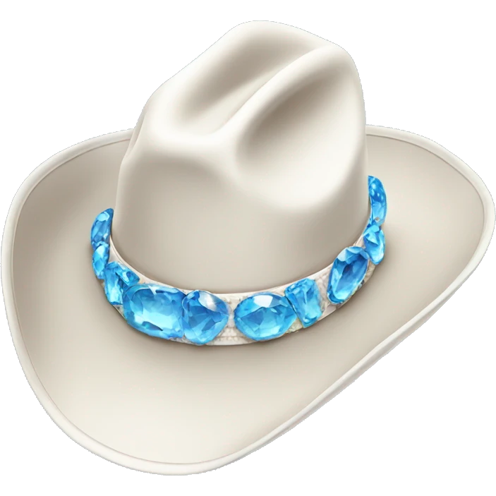 White cowgirl  hat with blue gem emoji
