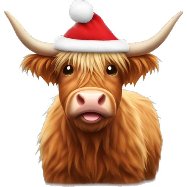 Highland cow with santa hat emoji