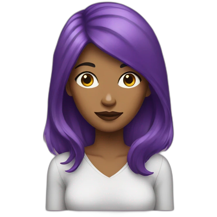 woman with purple hair holding a black cat emoji