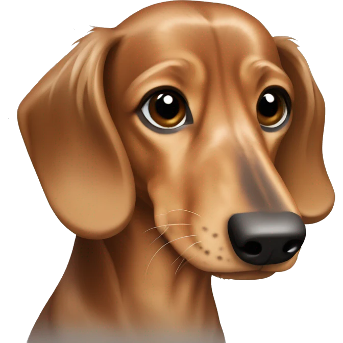 light brown long haired dachshund with dark brown and light grey spots emoji