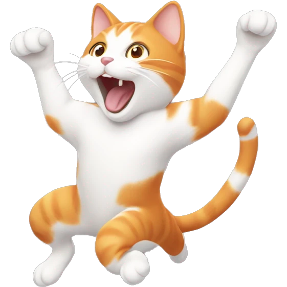 Orange and white cat jumping in the air emoji