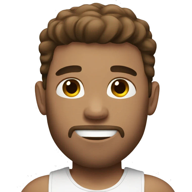 White skin brown hair Guy doing workout  emoji