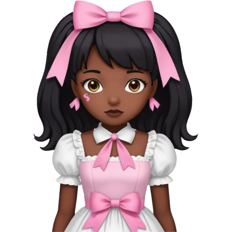 Pink dark skin Lolita with black hair emoji