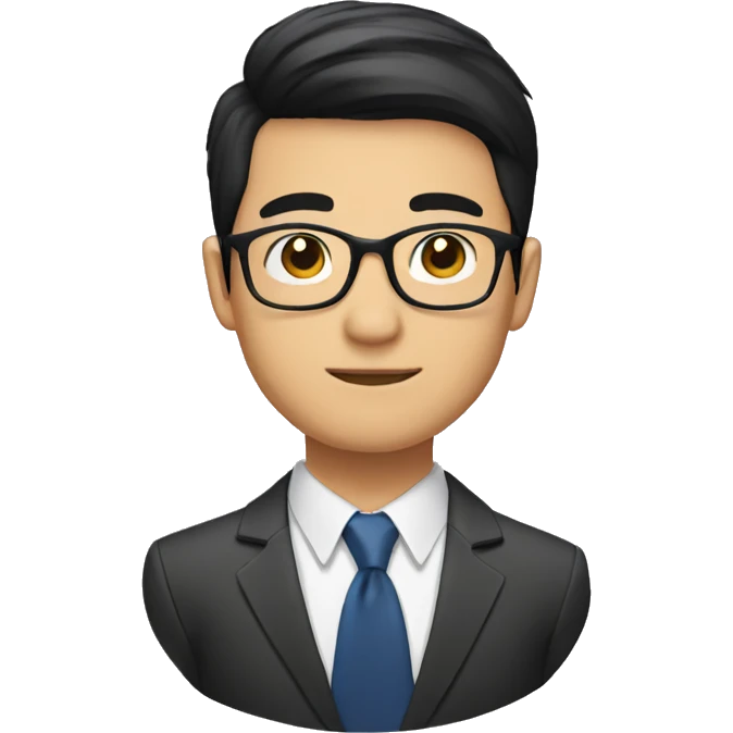 neat black hair chinese guy wearing specs and tie emoji