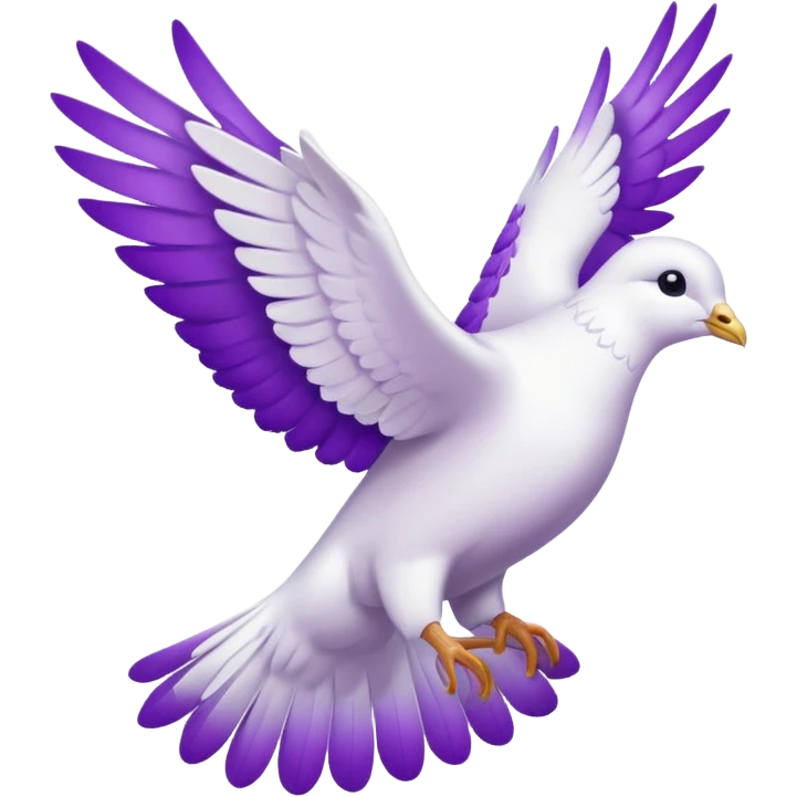 White and purple dove flying towards heaven  emoji