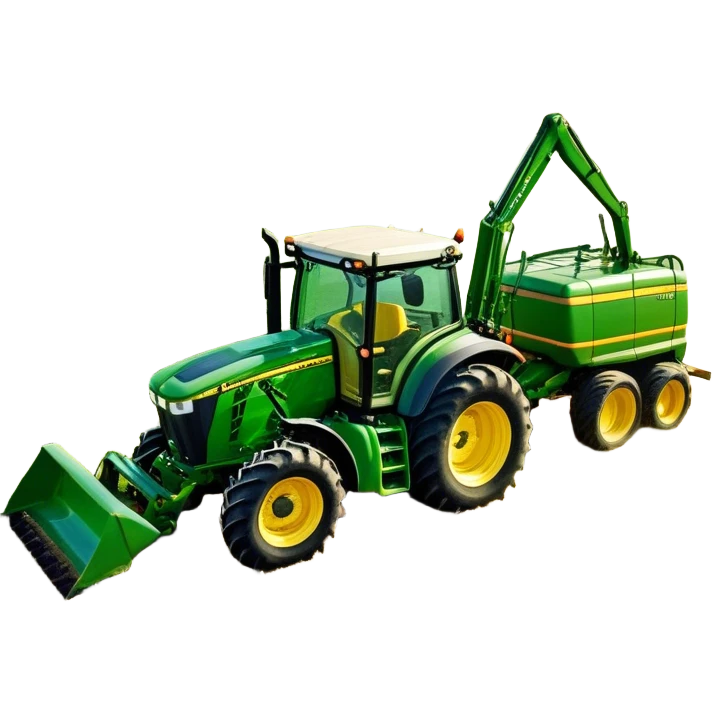 Howard EHD 180 (2019) – Cinematic-realistic John Deere 6155M tractor towing a Howard EHD 180 slasher, its green and yellow frame cutting through thick overgrown paddocks. The bright orange slasher spins rapidly, clearing a wide path of grass as birds scatter into the air, the warm evening light casting long shadows over the farmland. emoji