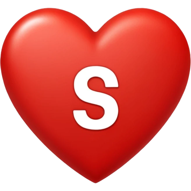 Love heart in red color and center s letter only emoji