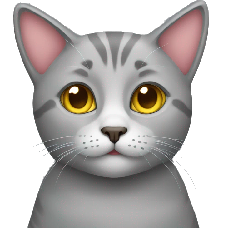 grey cat with heart emoji