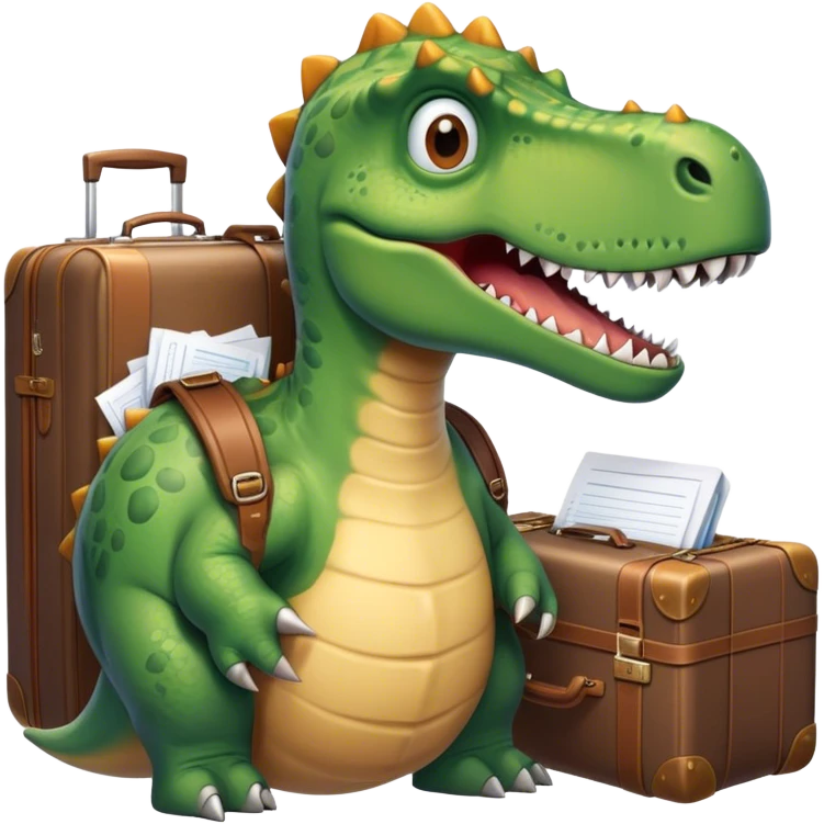 office Dinosaur, a huge luggage full of papers emoji