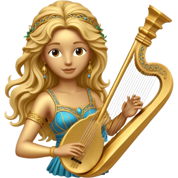 golden female musician statue emoji