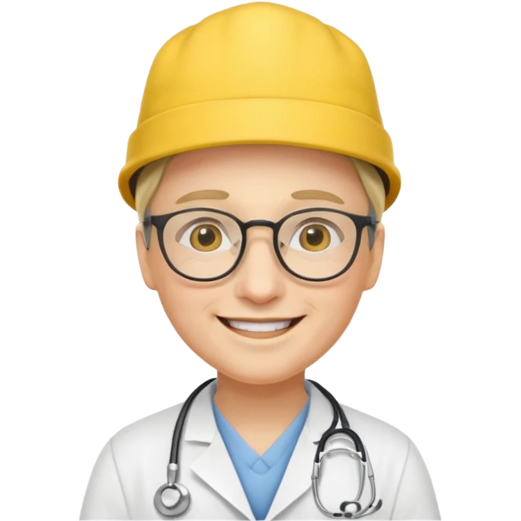 glasses doctor with yellow hat emoji