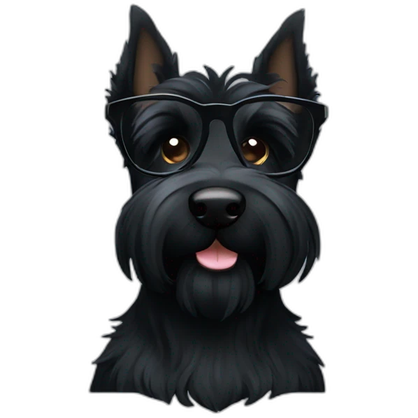 black Scottish terrier glasses black emoji
