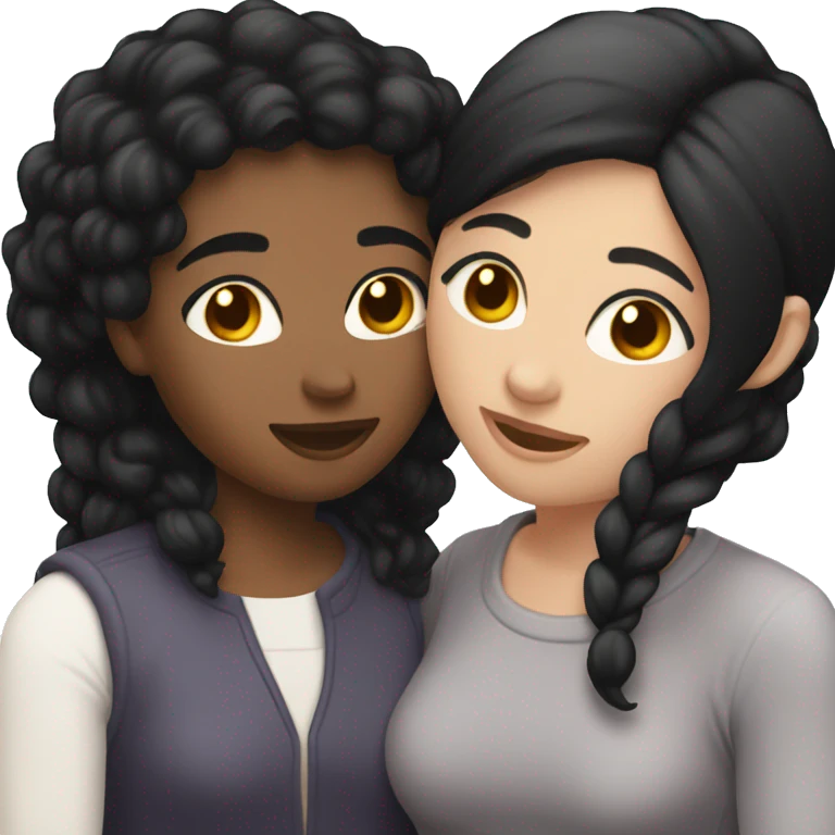 Lesbians with black hair and white skin in love with eachother emoji