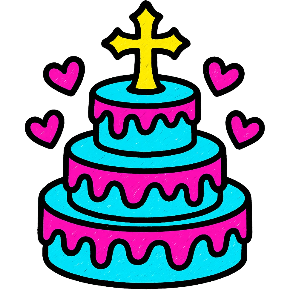 gothic cake, pop colors style emoji