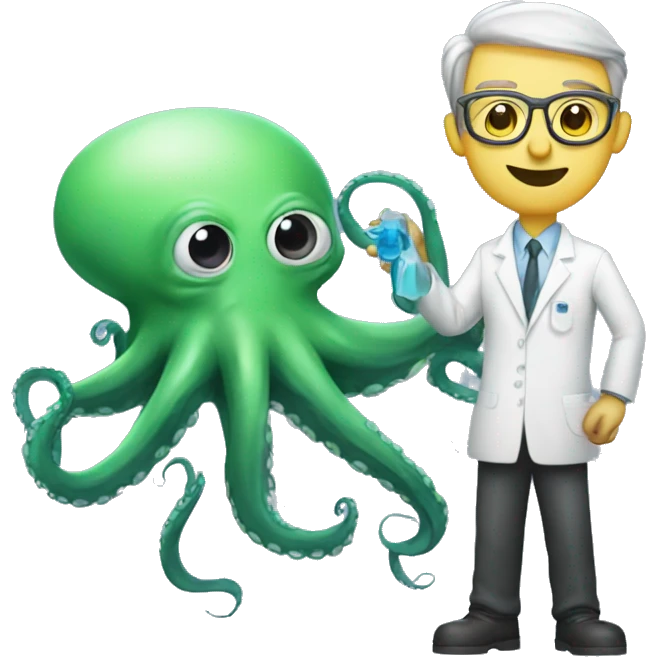 Alien Octopus with scientist  emoji