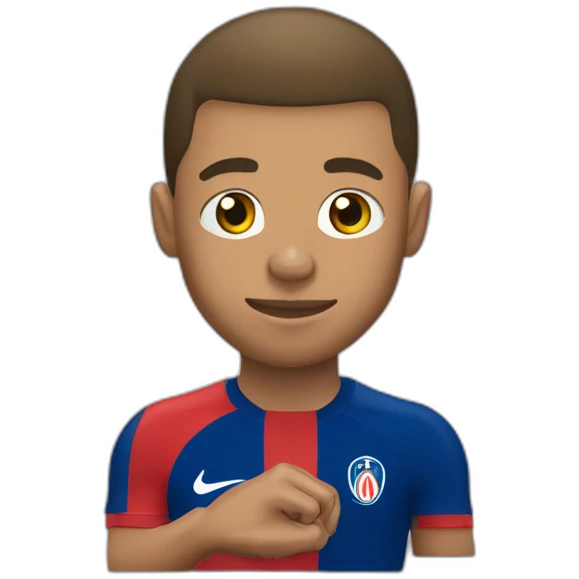 Mbappe avec la bouche ouverte et les mains derrière la tête emoji