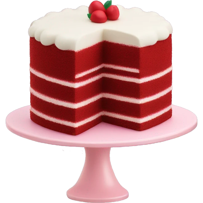 Kawaii red velvet cake  with layers and frosting  emoji