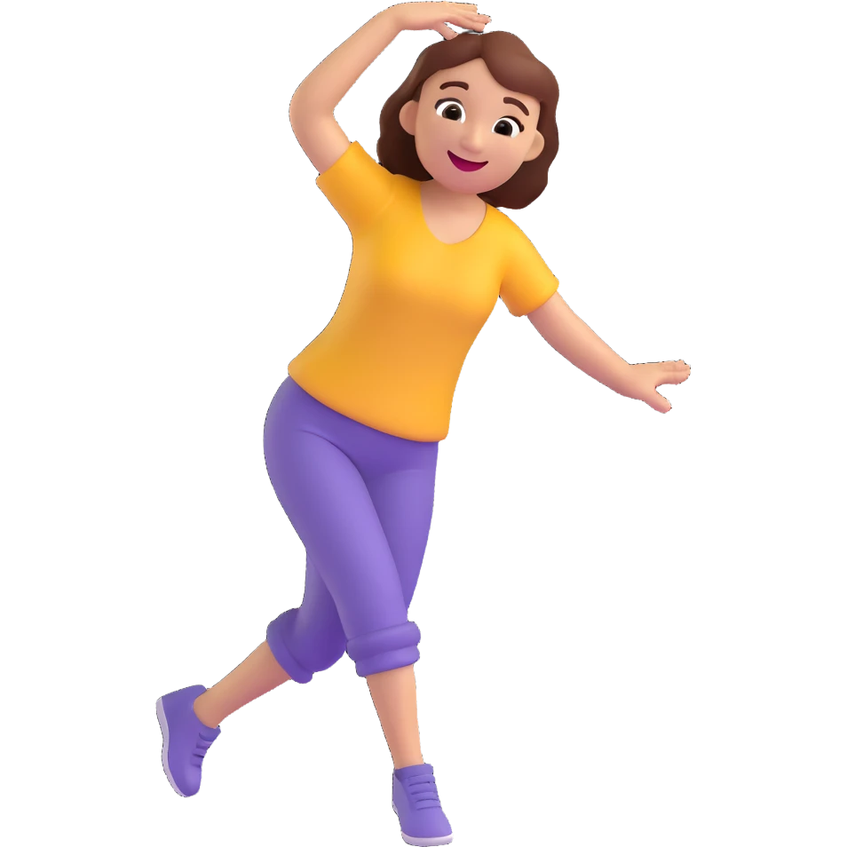 person dancing, cheerful expression, 3D emoji style emoji