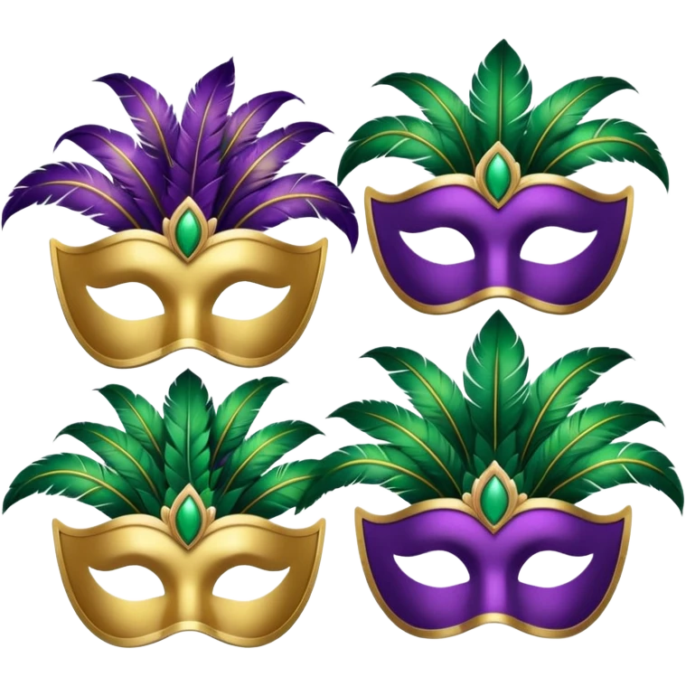 3 mardi gras masks lined up in a row vertically emoji