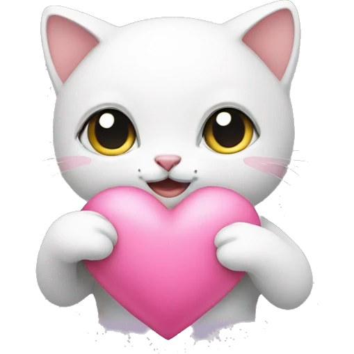 kitty holding a pink heart  emoji