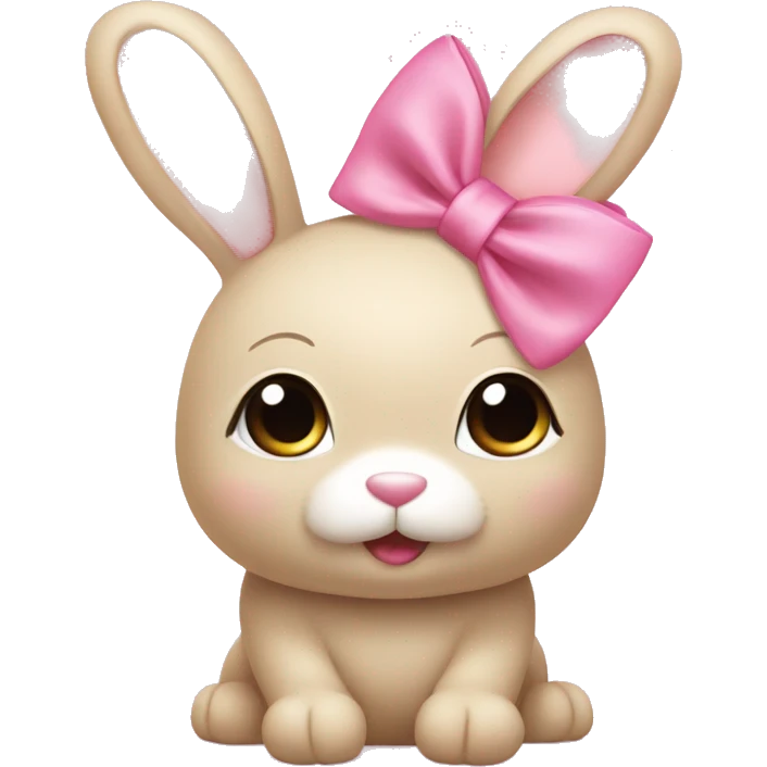 Beige bunny, wearing a pink bow ￼ emoji